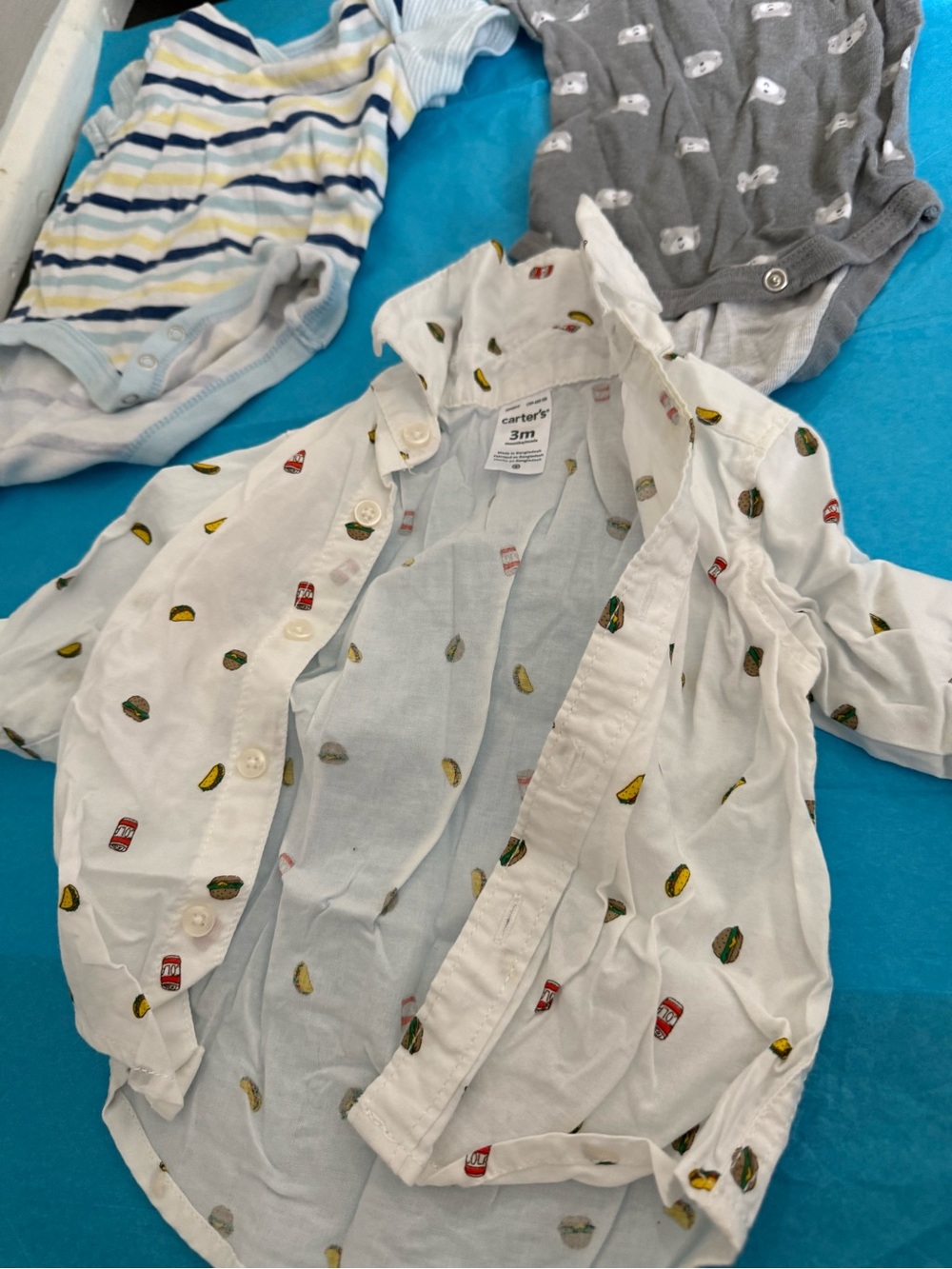 Carter's White Button-Up Shirt with Tiny Food Print/pic#8